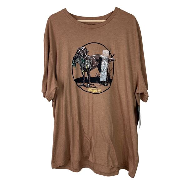 Wrangler Mens XXL Duck Hunting Dog Brown Graphic Print Short Sleeve T-Shirt NWT - Picture 1 of 7